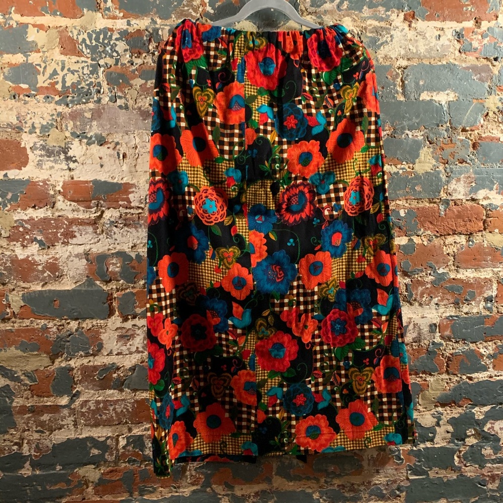 Vintage Handmade Vibrant Floral Patchwork Skirt